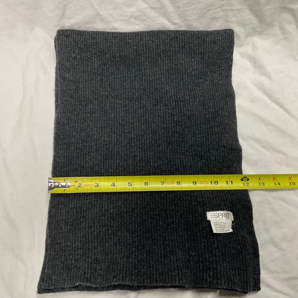 Lambswool Blend Knitted Scarf by Esprit in Charcoal Grey - Picture 3 of 7